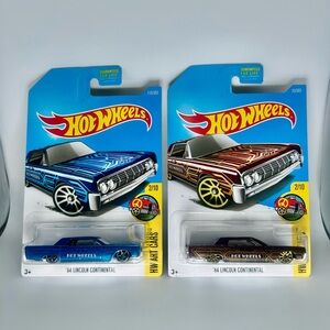 Hot Wheels HW Art Cars Lot Of 2x - ‘64 Lincoln Continental Blue & Brown 110/365